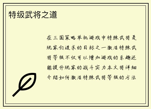 特级武将之道