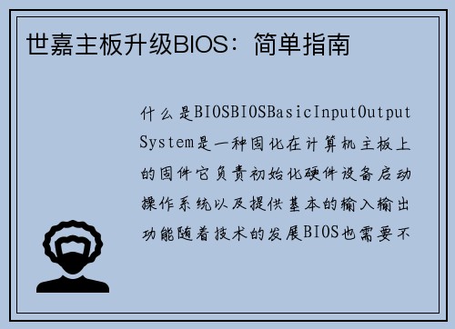 世嘉主板升级BIOS：简单指南
